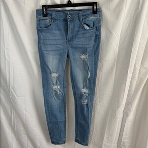 Wax Jean Light Blue Distressed Skinny Jeans